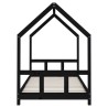 Cadre de lit pour enfants noir 90x200 cm bois de pin massif 