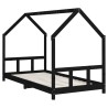Cadre de lit pour enfants noir 90x200 cm bois de pin massif 
