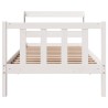 Cadre de lit sans matelas blanc 90x200 cm bois de pin massif 