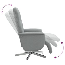 Fauteuil inclinable avec repose-pieds gris clair tissu 