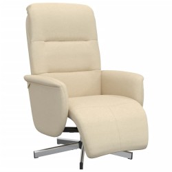 Fauteuil inclinable avec repose-pied crème tissu 