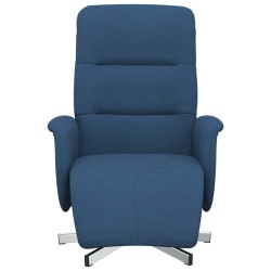 Fauteuil inclinable avec repose-pieds bleu tissu 