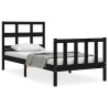 Cadre de lit sans matelas noir 90x200 cm bois de pin massif 