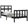 Cadre de lit sans matelas noir 90x200 cm bois de pin massif 