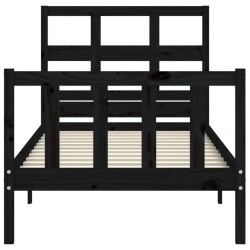 Cadre de lit sans matelas noir 90x200 cm bois de pin massif 