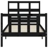 Cadre de lit sans matelas noir 90x200 cm bois de pin massif 