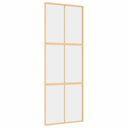 Porte coulissante doré 76x205 cm verre ESG clair et aluminium 