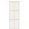 Porte coulissante doré 76x205 cm verre ESG clair et aluminium 