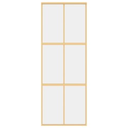 Porte coulissante doré 76x205 cm verre ESG clair et aluminium 