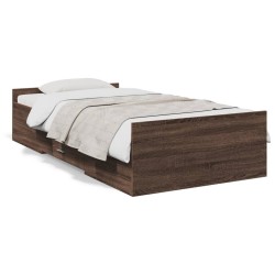 Cadre de lit avec tiroirs sans matelas chêne marron 100x200 cm 