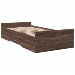 Cadre de lit avec tiroirs sans matelas chêne marron 100x200 cm 