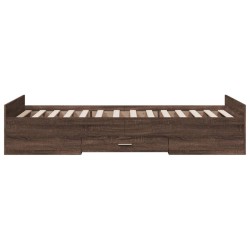 Cadre de lit avec tiroirs sans matelas chêne marron 100x200 cm 