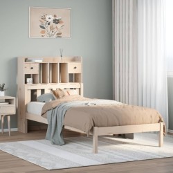 Lit bibliothèque sans matelas 75x190 cm bois de pin massif 