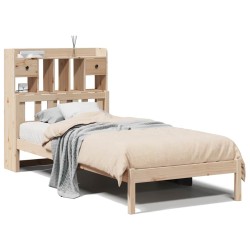 Lit bibliothèque sans matelas 75x190 cm bois de pin massif 
