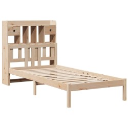 Lit bibliothèque sans matelas 75x190 cm bois de pin massif 