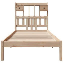 Lit bibliothèque sans matelas 75x190 cm bois de pin massif 
