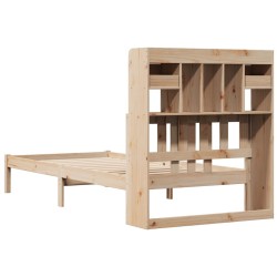 Lit bibliothèque sans matelas 75x190 cm bois de pin massif 