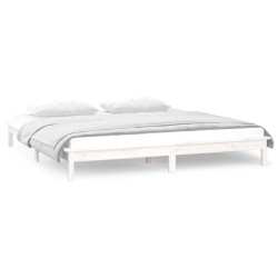 Cadre de lit à LED sans matelas blanc 140x190 cm bois massif 
