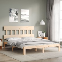 Cadre de lit sans matelas bois de pin massif 