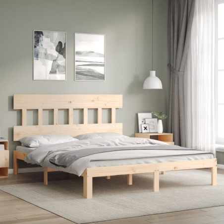 Cadre de lit sans matelas bois de pin massif 