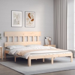 Cadre de lit sans matelas bois de pin massif 