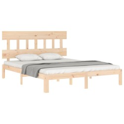 Cadre de lit sans matelas bois de pin massif 