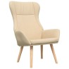 Chaise de relaxation avec repose-pied Crème Tissu 