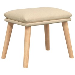 Chaise de relaxation avec repose-pied Crème Tissu 