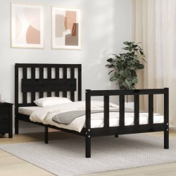 Cadre de lit sans matelas noir 100x200 cm bois massif de pin 