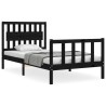 Cadre de lit sans matelas noir 100x200 cm bois massif de pin 