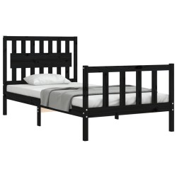 Cadre de lit sans matelas noir 100x200 cm bois massif de pin 
