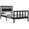 Cadre de lit sans matelas noir 100x200 cm bois massif de pin 