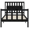 Cadre de lit sans matelas noir 100x200 cm bois massif de pin 