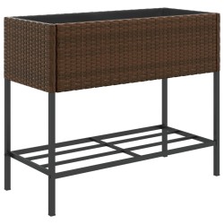 Jardinières avec étagère 2 pcs brun 90x40x75 cm résine tressée 
