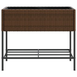Jardinières avec étagère 2 pcs brun 90x40x75 cm résine tressée 