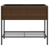 Jardinières avec étagère 2 pcs brun 90x40x75 cm résine tressée 