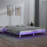 Cadre de lit à LED sans matelas blanc 135x190 cm bois massif 