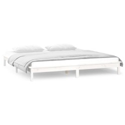 Cadre de lit à LED sans matelas blanc 135x190 cm bois massif 