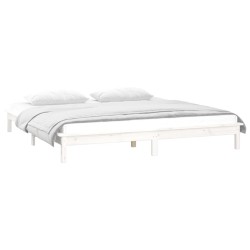 Cadre de lit à LED sans matelas blanc 135x190 cm bois massif 