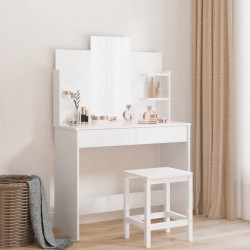 Coiffeuse avec miroir blanc brillant 96x39x142 cm 