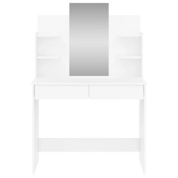 Coiffeuse avec miroir blanc brillant 96x39x142 cm 