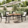 Table de jardin plateau en bois Noir Résine tressée bois massif 