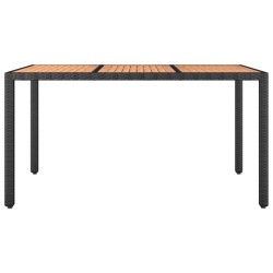 Table de jardin plateau en bois Noir Résine tressée bois massif 