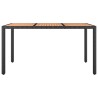 Table de jardin plateau en bois Noir Résine tressée bois massif 