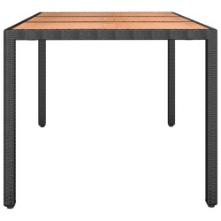 Table de jardin plateau en bois Noir Résine tressée bois massif 