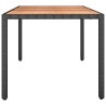 Table de jardin plateau en bois Noir Résine tressée bois massif 