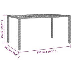 Table de jardin plateau en bois Noir Résine tressée bois massif 