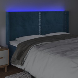 Tête de lit à LED Bleu foncé 203x16x118/128 cm Velours 