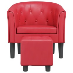 Chaise cabriolet avec repose-pied rouge similicuir 