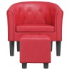Chaise cabriolet avec repose-pied rouge similicuir 